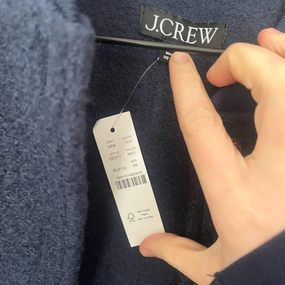 J Crew Navy Boucle Bomber Jacket - Picture 4 of 6